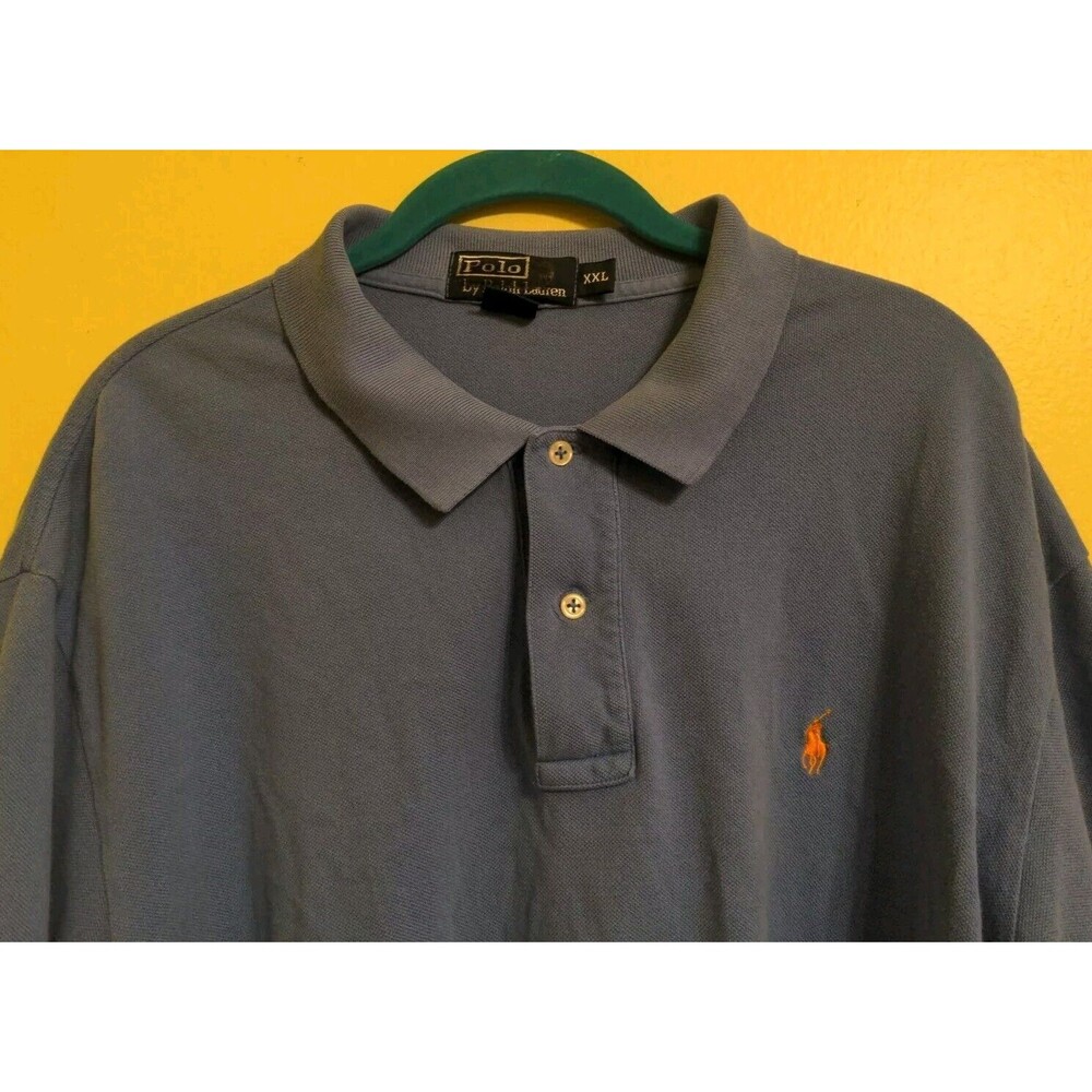 Vintage Polo Ralph Lauren Polo Shirt Men's Size XXL Blue Orange Pony Preppy